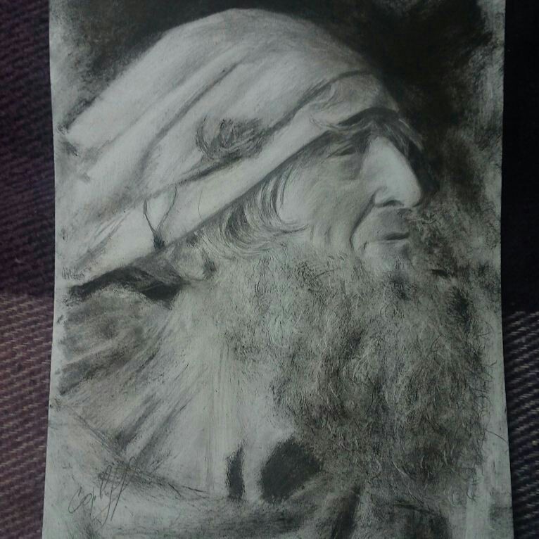 Old man - My, Portrait, Artist, Dry brush, Beard, Longpost