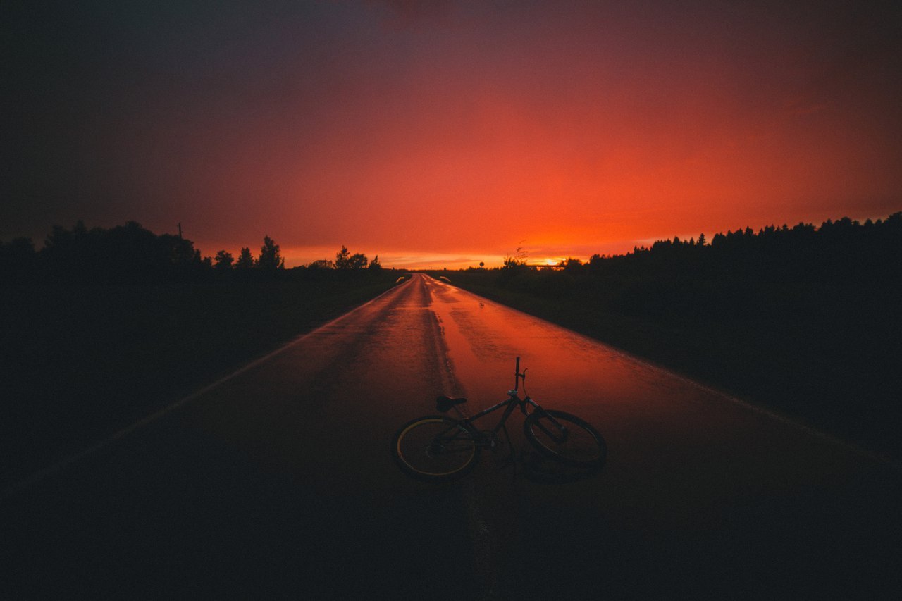 Stop Landscape - My, A bike, Landscape, Cycling season, Summer, Sunset, From dusk to dawn, dawn, Morning, Longpost