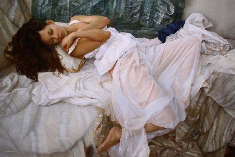 Maybe I'm just not getting enough sleep ... oh, I wish I could sleep now. - NSFW, Sergey Marshennikov, Painting, , Girls, Painting