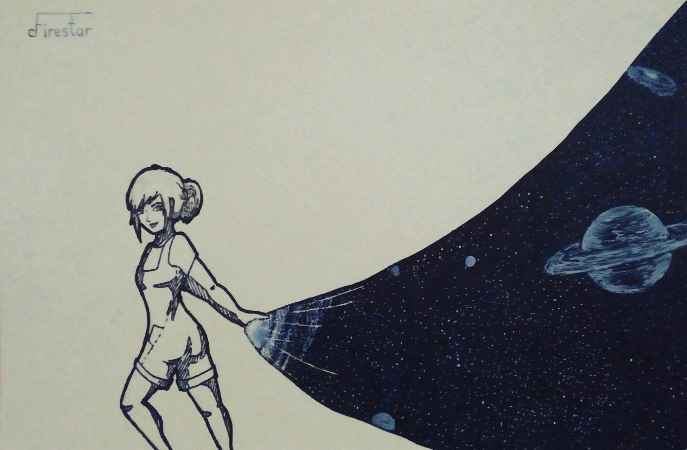 The cosmos is calling us. - My, Drawing, Space, Creation