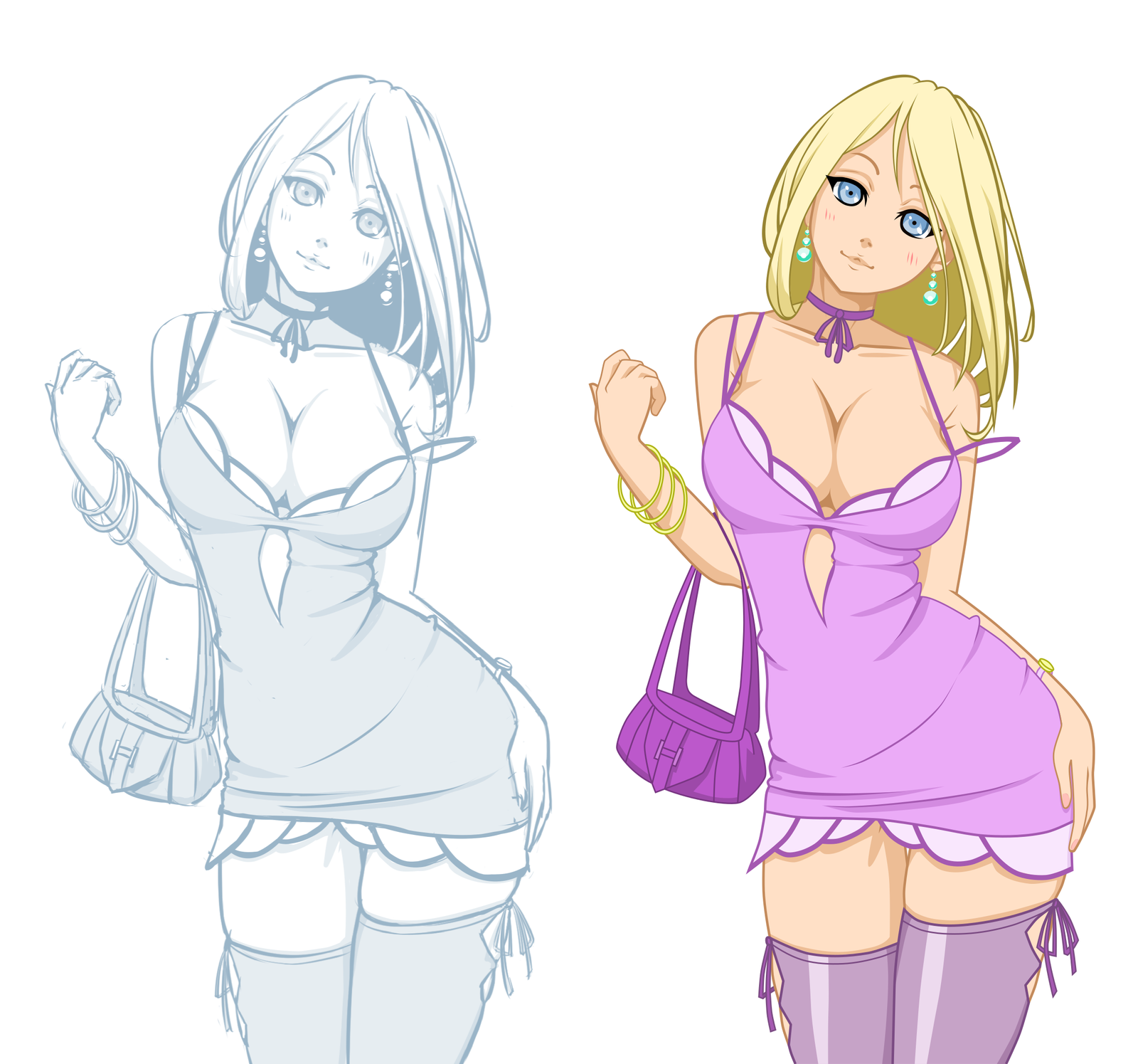 Let's add some color - NSFW, My, Drawing, Vector graphics, Leartni, Inkscape, Anime art, Girls