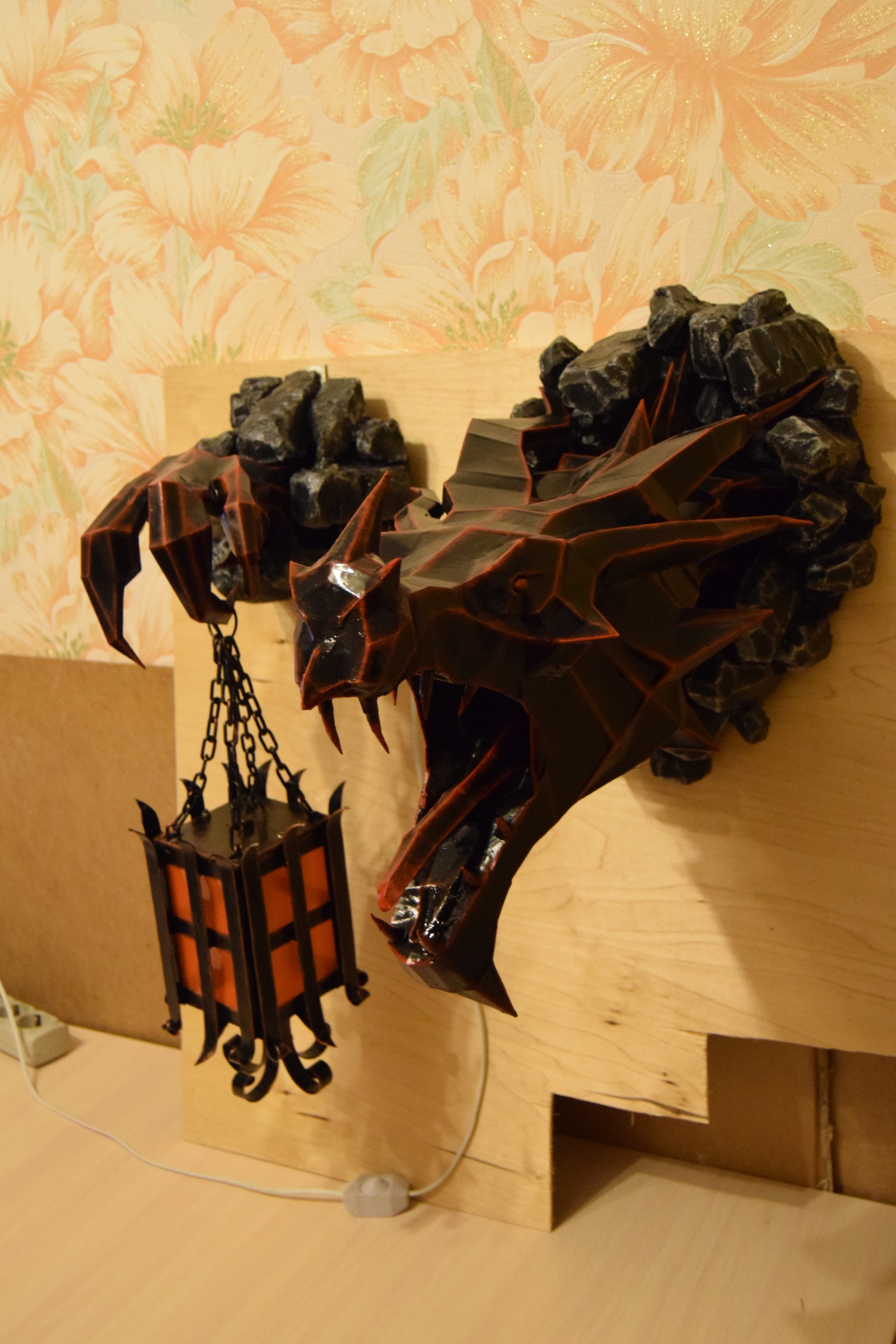 When just pepakura is not interesting - My, Pepakura, Lamp, The Dragon, With your own hands, Longpost, Papercraft