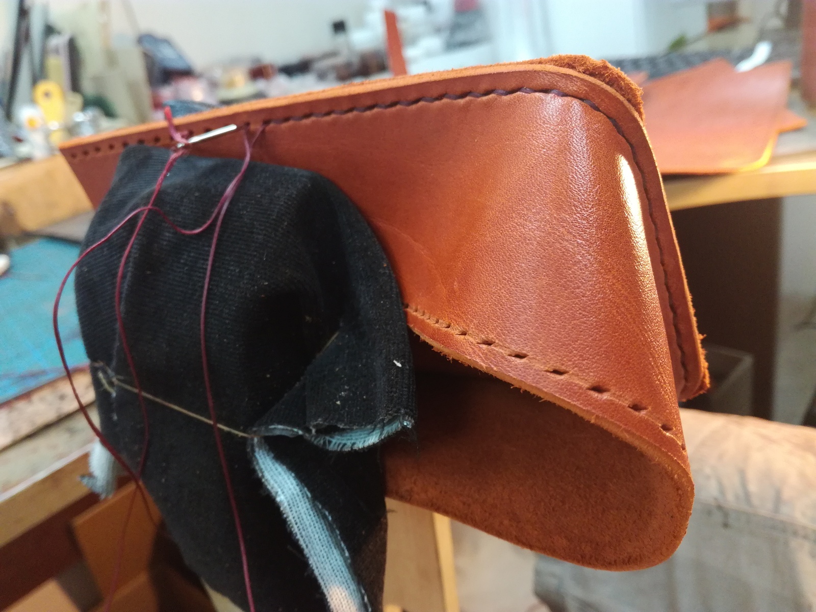 Tried to make the first bag - My, Handmade, Leather, Сумка, Longpost, Leather, Needlework, Handmade, Leather products