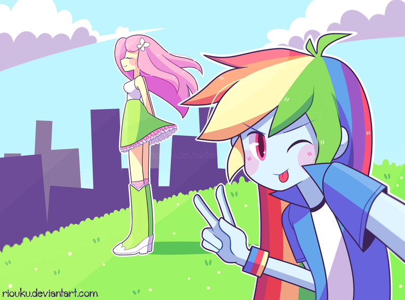 Selfie! - My little pony, Equestria girls, Fluttershy, Rainbow dash, Riouku