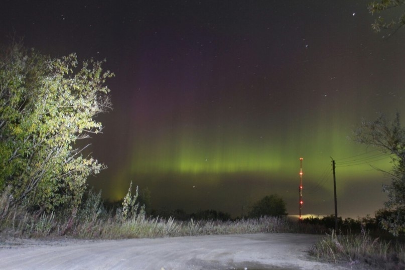 Polar lights in the Omsk region. - Omsk, Russia, Interesting, Polar Lights, Space, Nature, beauty, Longpost