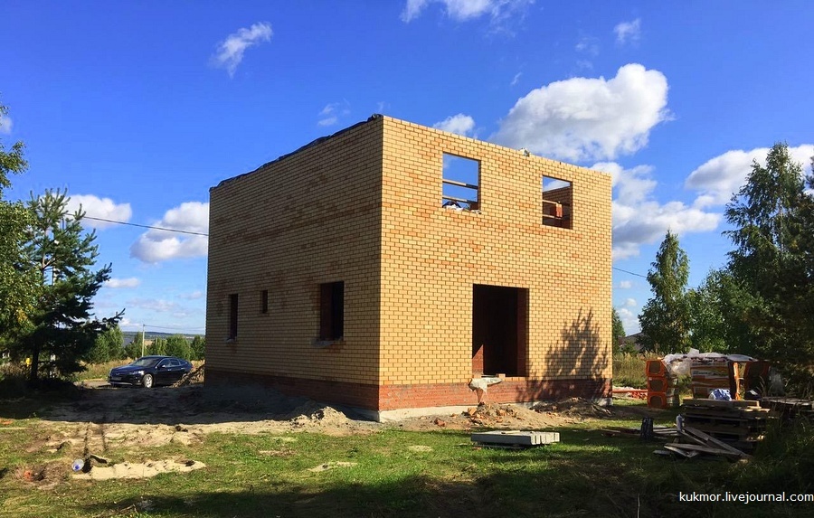 We build your house in 90 days. 47-52 days (12.09-17.09). Second floor walls almost completed - My, Home construction, My house, First floor, My, The photo, Kazan, Novye Salmachi, Longpost