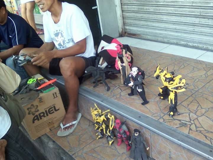 A guy from the Philippines makes and sells different figures from used flip-flops. - Flip flops, Philippines, Interesting, Longpost