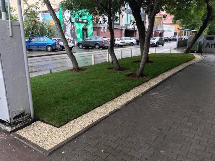 An entrepreneur from Yekaterinburg made a normal lawn for his money - Lawn, Yekaterinburg, Miracle, The culture, beauty, Video, Longpost