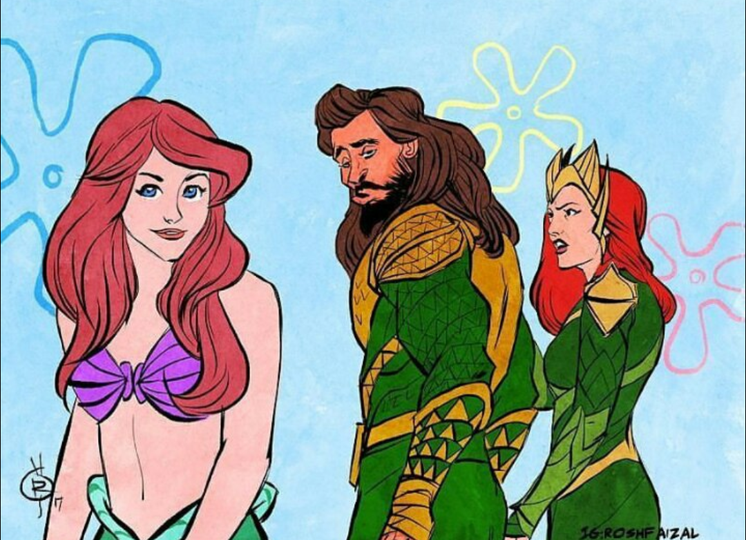 Aquaman and the Little Mermaid - Aquaman, Dc comics, Mermaid, Wrong guy, Memes, Ariel