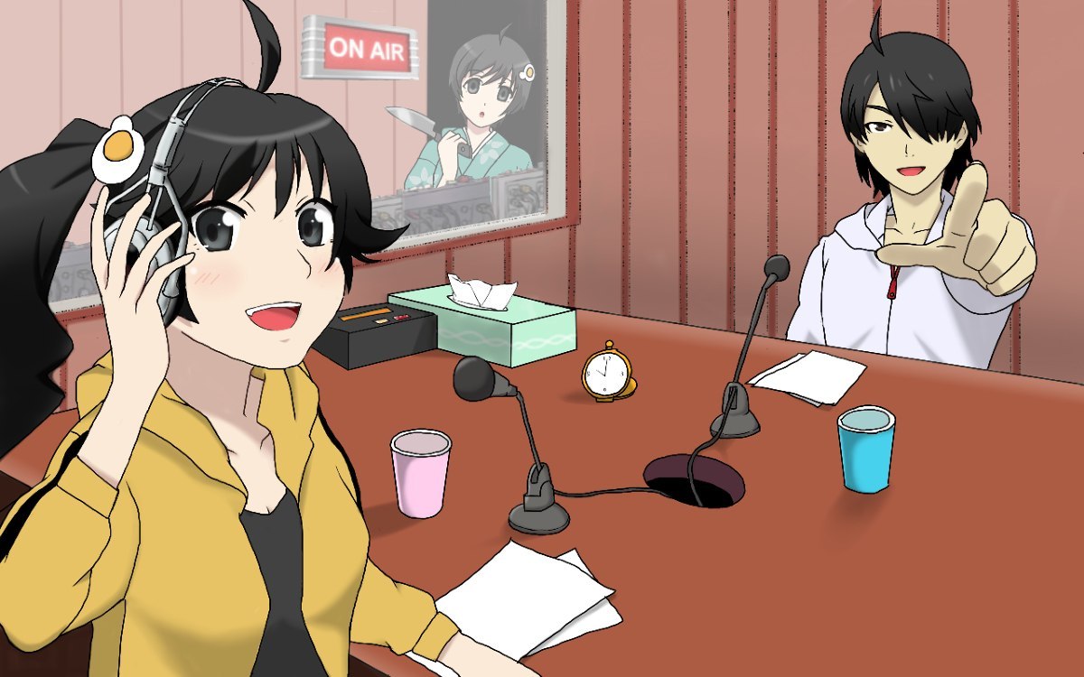 And again with you the radio of the city of the White Snake, and its presenters! - Monogatari series, Anime art, Araragi koyomi, Araragi karen, Tsukihi araragi, Anime, 