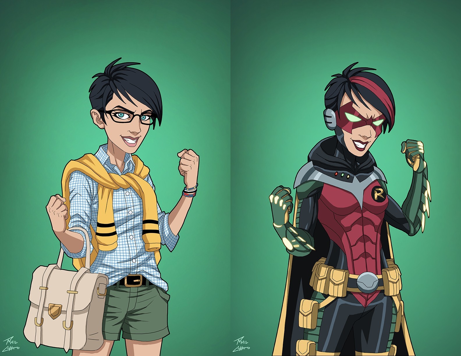 Characters from the DC Comics universe by artist Phil Cho. - DC, Dc comics, Art, Superheroes, Comics, Green light, Arrow, Robin, Longpost