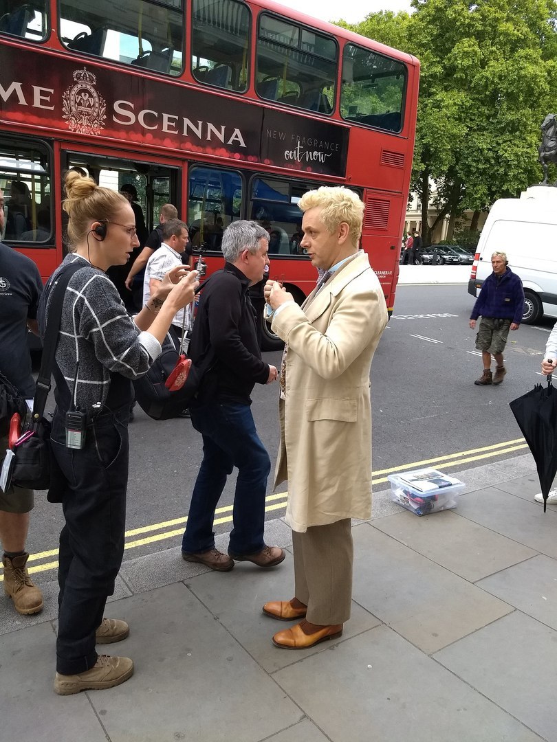 A couple of shots from the filming of the series Good Omens - Good signs, Terry Pratchett, Neil Gaiman, David Tennant, Michael Sheen, Longpost