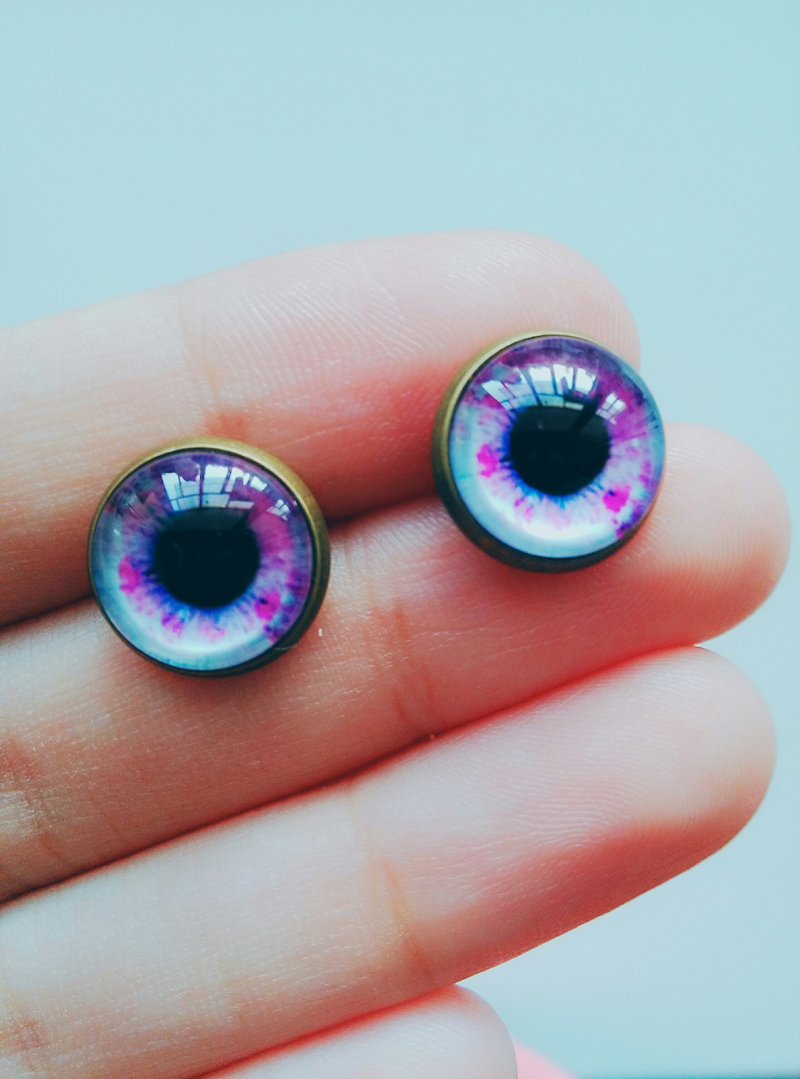 Wanted to try something new. I have long wanted to make stud earrings with glass. - My, , Earrings, Eyes, Decoration, Glass, Creation, Longpost