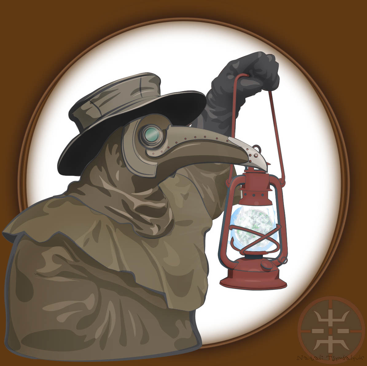 One of my first works in Adobe Illustrator - My, Adobe illustrator, Vector graphics, Drawing, Plague Doctor, Artifact, Лампа, Art, Survarium