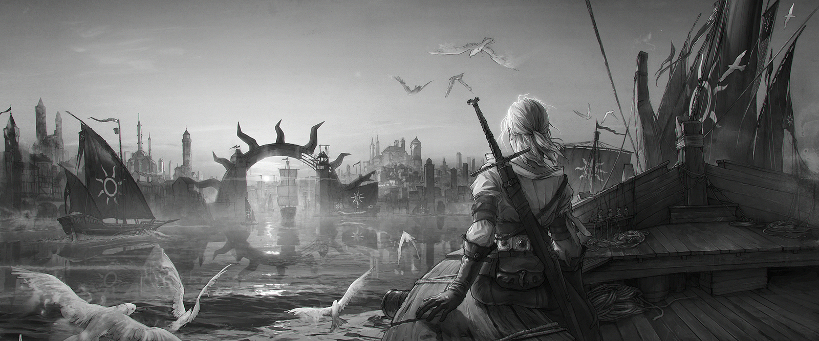 Ciri on the nose - The Witcher 3: Wild Hunt, Ciri, The pier, Nilfgaard, 