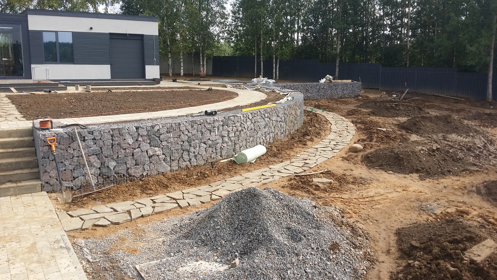 sandstone paths - My, A rock, Paving stones, Dacha, Saint Petersburg, Lawn, Landscape design, Longpost