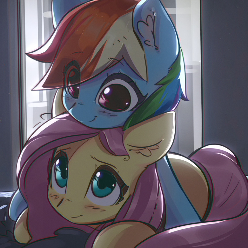 Softly, Slowly - My little pony, PonyArt, Fluttershy, Rainbow dash, Mirroredsea