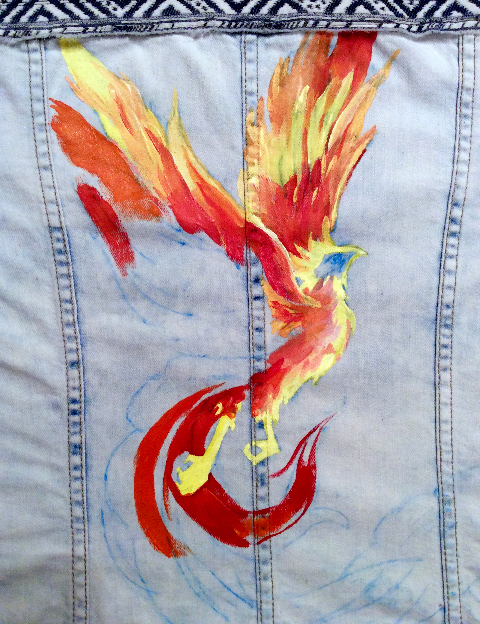 Burn but don't burn... Burn to shine... (Almost Friday mine) - My, Phoenix, Acrylic, Drawing, Painting on fabric, Friday, Brightness, Paints, Autumn, Longpost