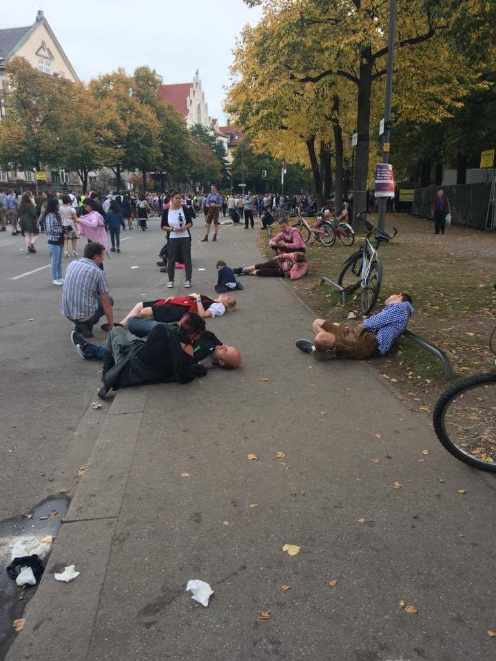 Morning after Oktoberfest: eating, drinking, having fun... - Germany, Oktoberfest, Morning is never good