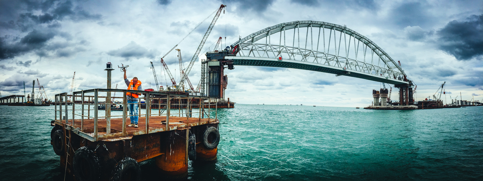 The same bridge. - My, My, The photo, DJI Phantom 4, Crimea, Kerch, Work