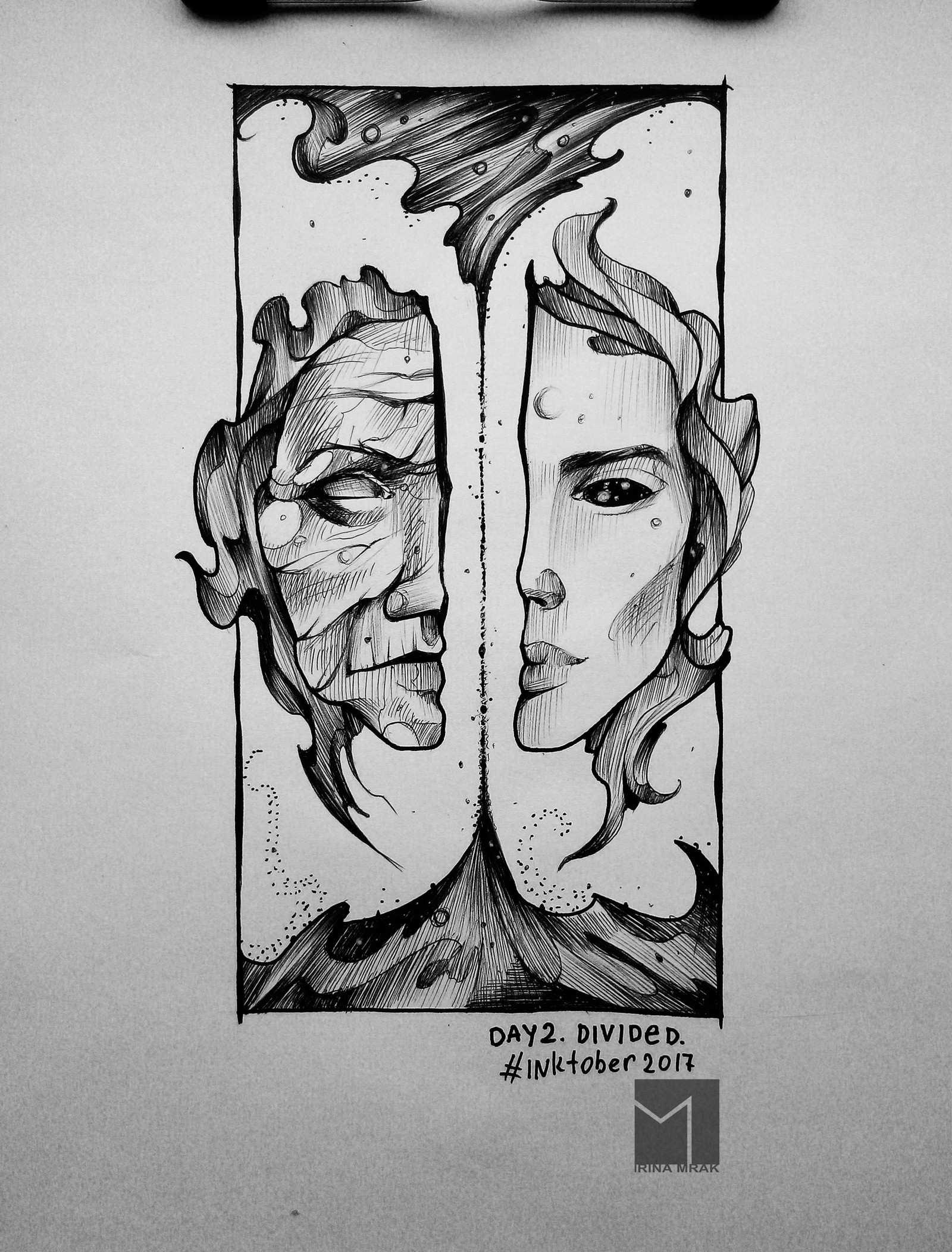 Day 2. Divided. #inktober - My, , Inktober, , , , 