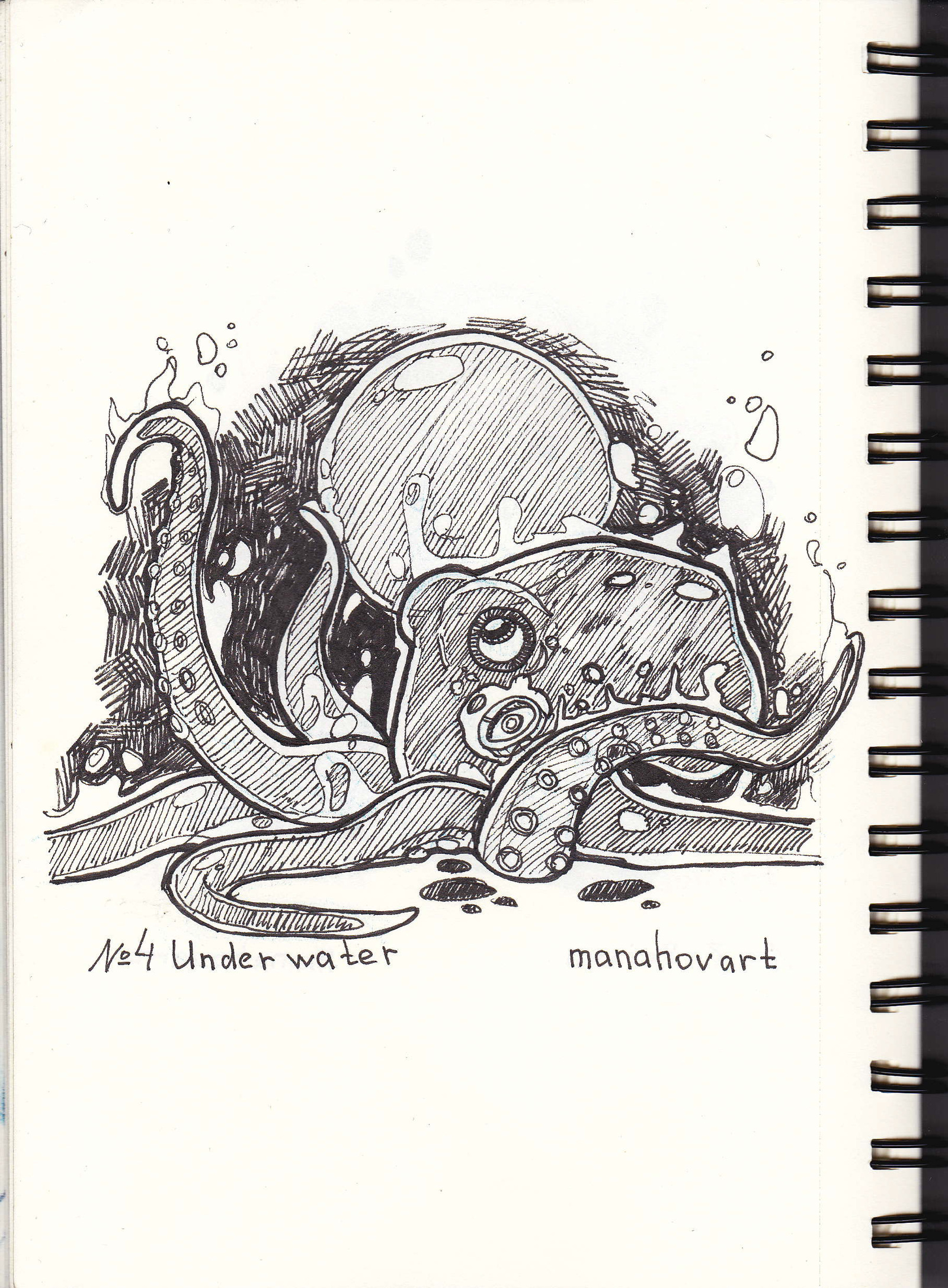 Inktober. Day 4 - My, Art, Images, Under the water, Octopus, Inktober