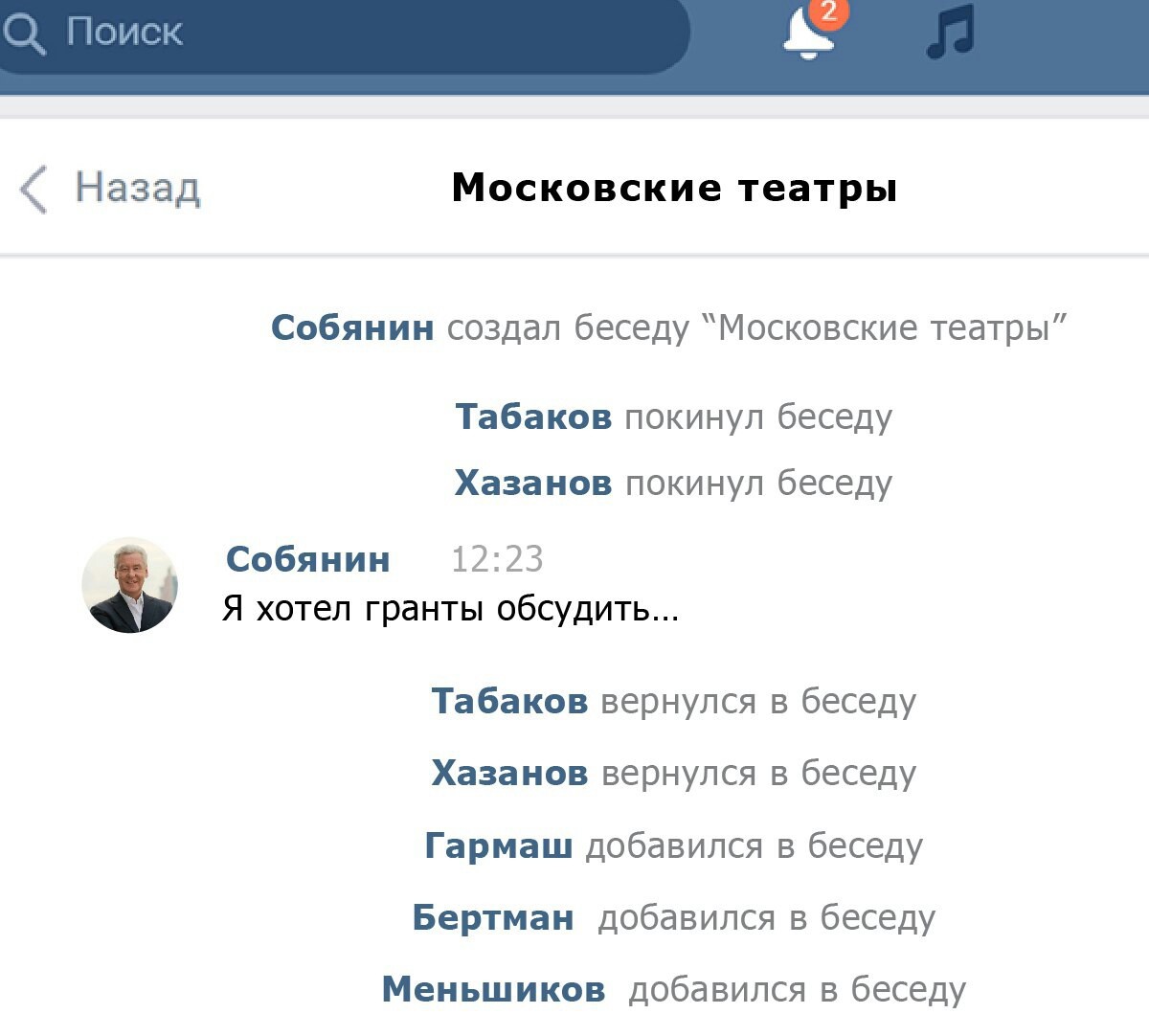 Directors and grants [fake] - Sergei Sobyanin, Theatre, Director, Grants, Correspondence, Fake