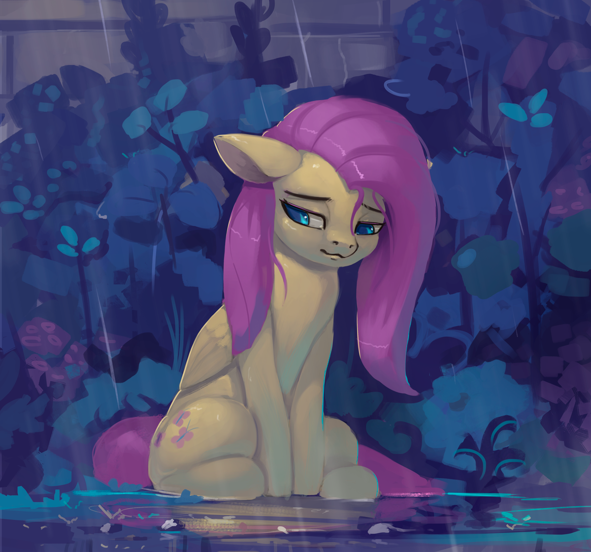 Fluttershy Rain - My Little Pony, PonyArt, Fluttershy, Rodrigues404