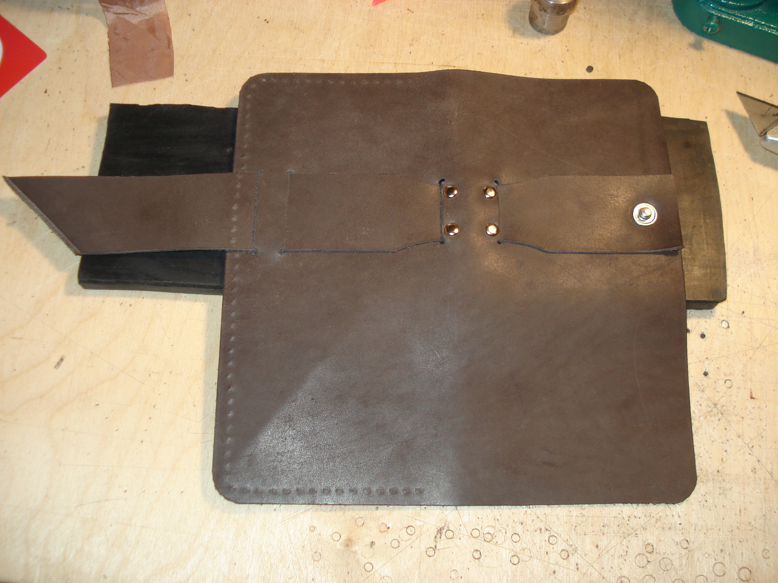 Purse with a compartment for coins. - My, Leather, Leather, Needlework with process, Longpost, Purse