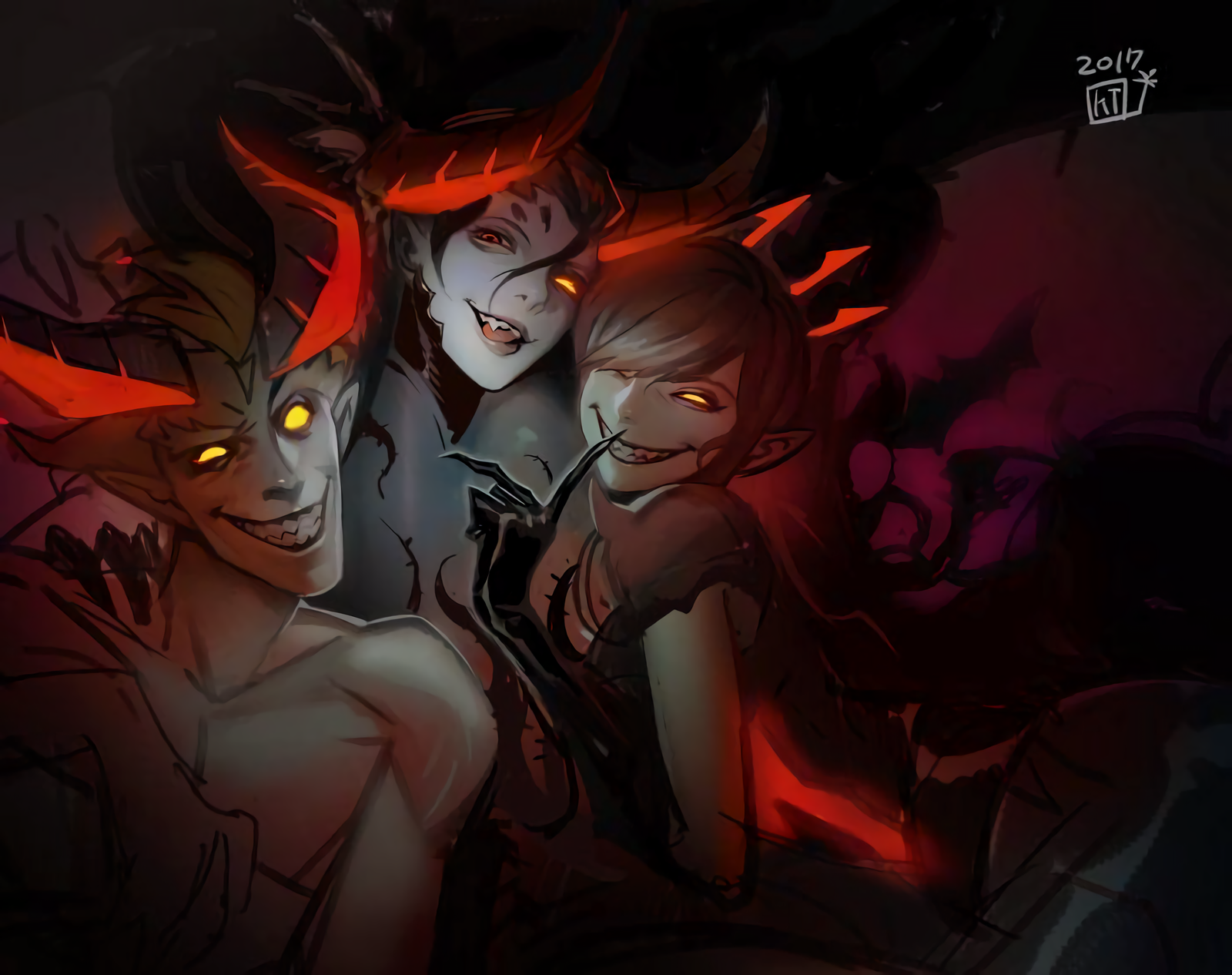 hellish trinity - Overwatch, Mercy, Dva, Junkrat, Junkrat, Art, 