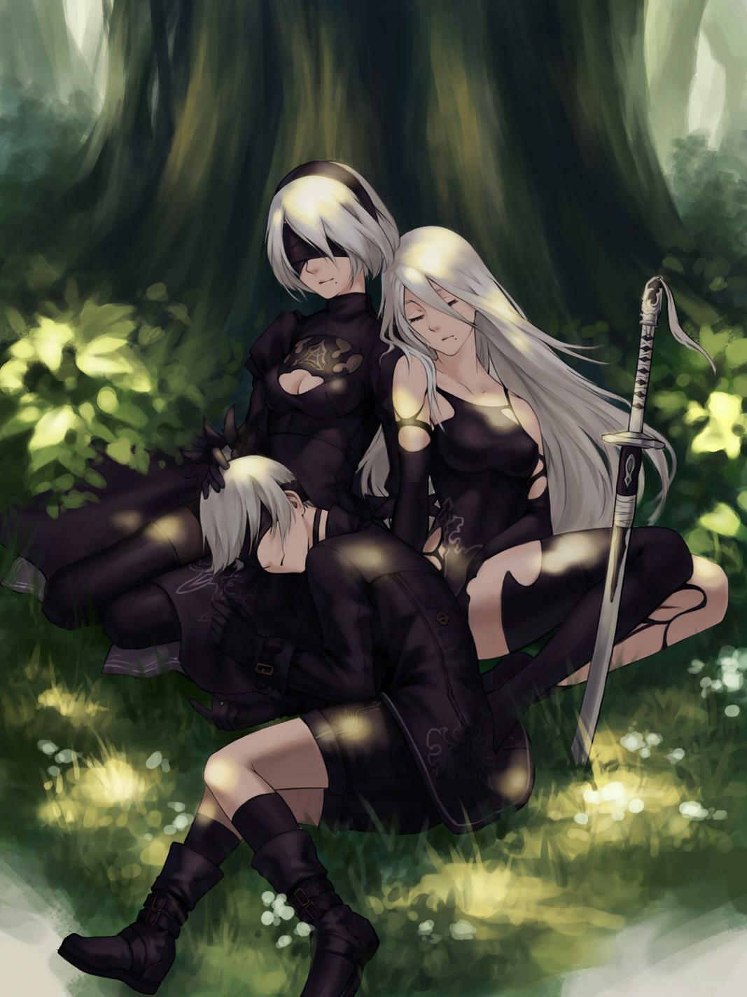 Nier: Automata - NIER Automata, Yorha unit No 2 type B, Yorha unit no 9 type S, Yorha unit No 2 type a, Art, Anime art