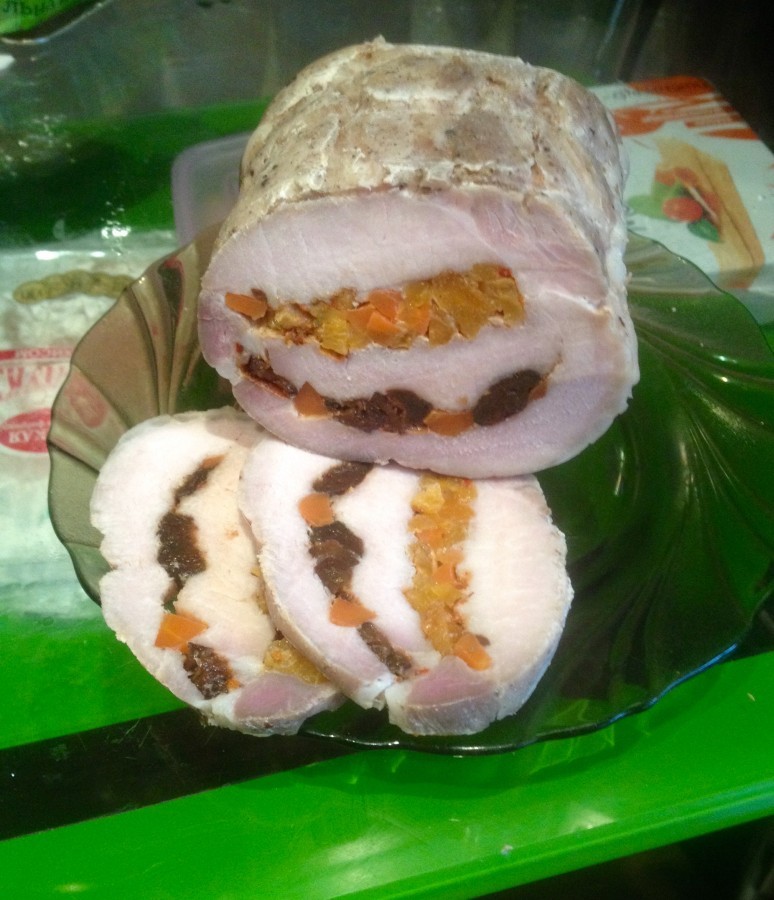 Pork stuffed with prunes, dried apricots and carrots - My, Cooking, Recipe, Food, Meat, , League of Cooking, Chef, Longpost