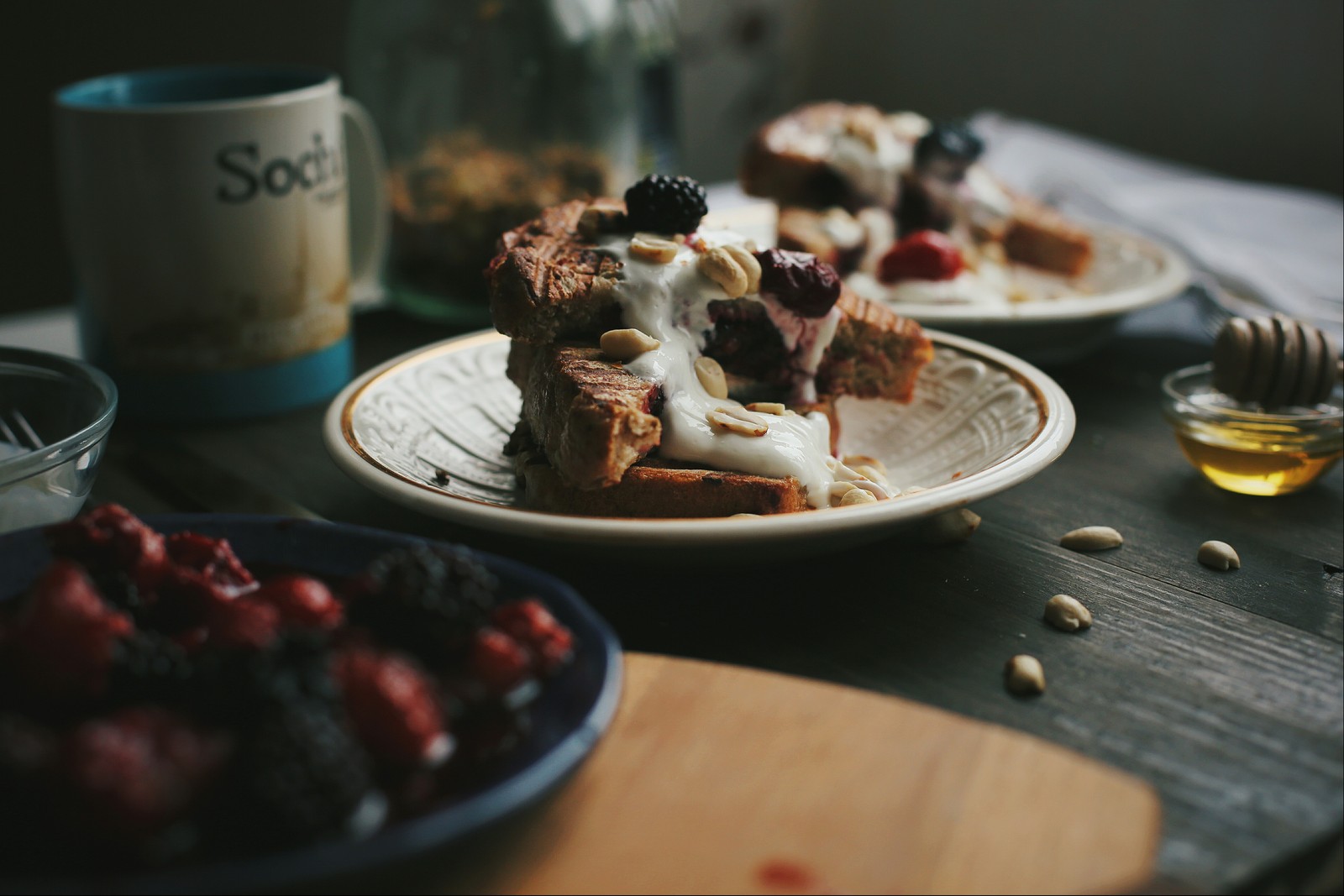 Berry toast - My, Food, Breakfast, Dessert, Preparation, Berries, Yogurt, Kitchen, Foodphoto, Longpost