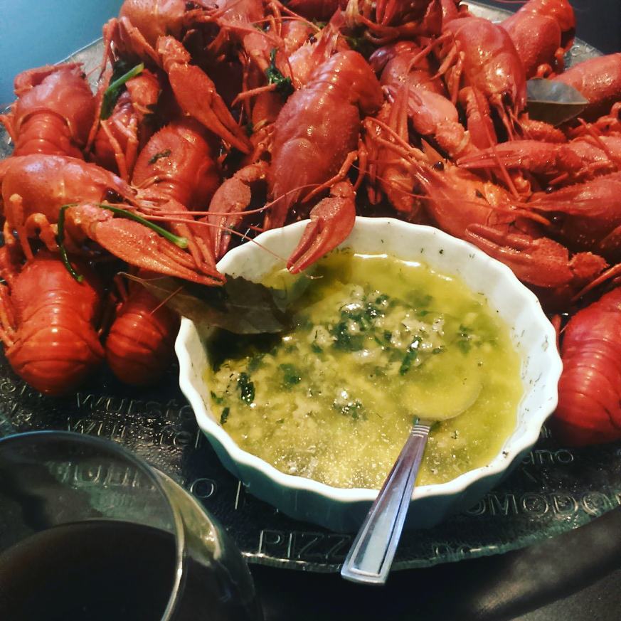 Crawfish with garlic oil foam - My, Crayfish, Beer, Beer snack, Sauce, Yummy, Yummy, Longpost