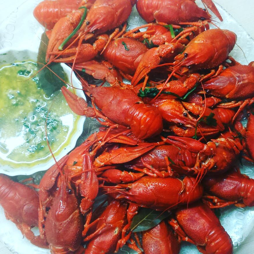 Crawfish with garlic oil foam - My, Crayfish, Beer, Beer snack, Sauce, Yummy, Yummy, Longpost