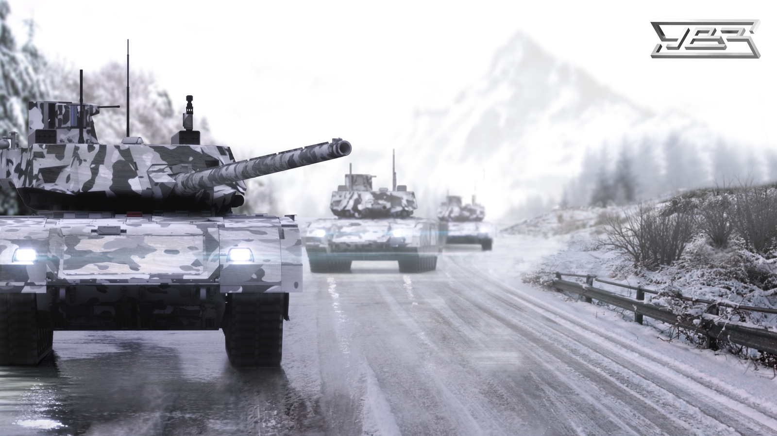 Winter Armata T-14 (matte painting+3d) - My, Tanks, 3DS max, Vray, Cgimedia, Matte painting, Uralvagonzavod, 