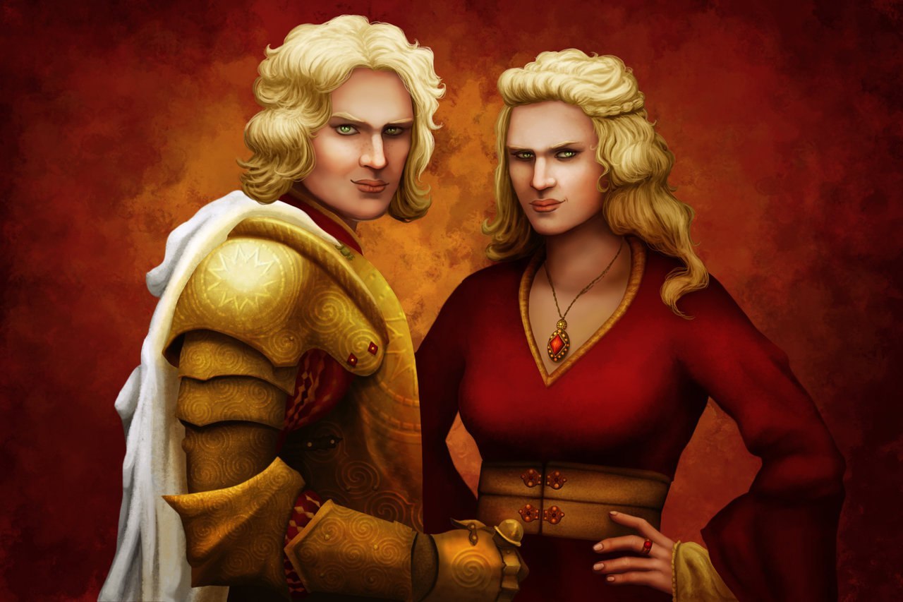 Art for those who think that Cersei and Jaime in the series are not similar enough for twins - Game of Thrones, Art, Cersei Lannister, Jaime Lannister, Longpost