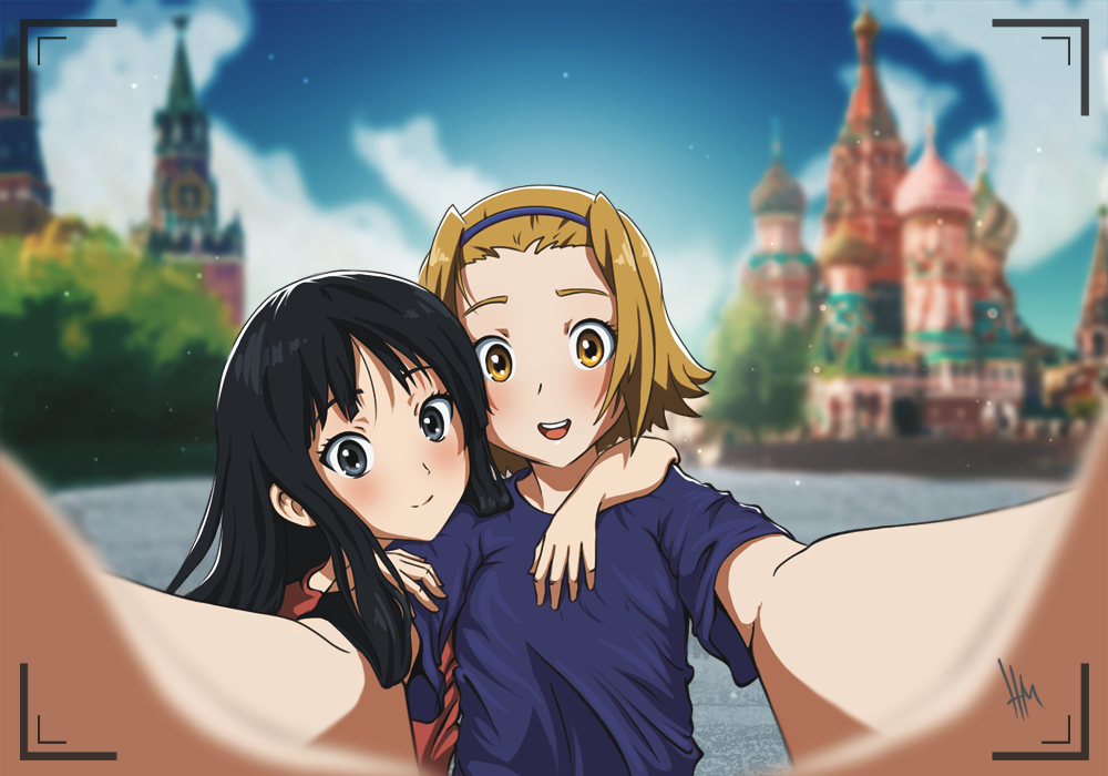 Red Square - Anime Art, Аниме, k-On, Akiyama Mio, Ritsu Tainaka, Zirael