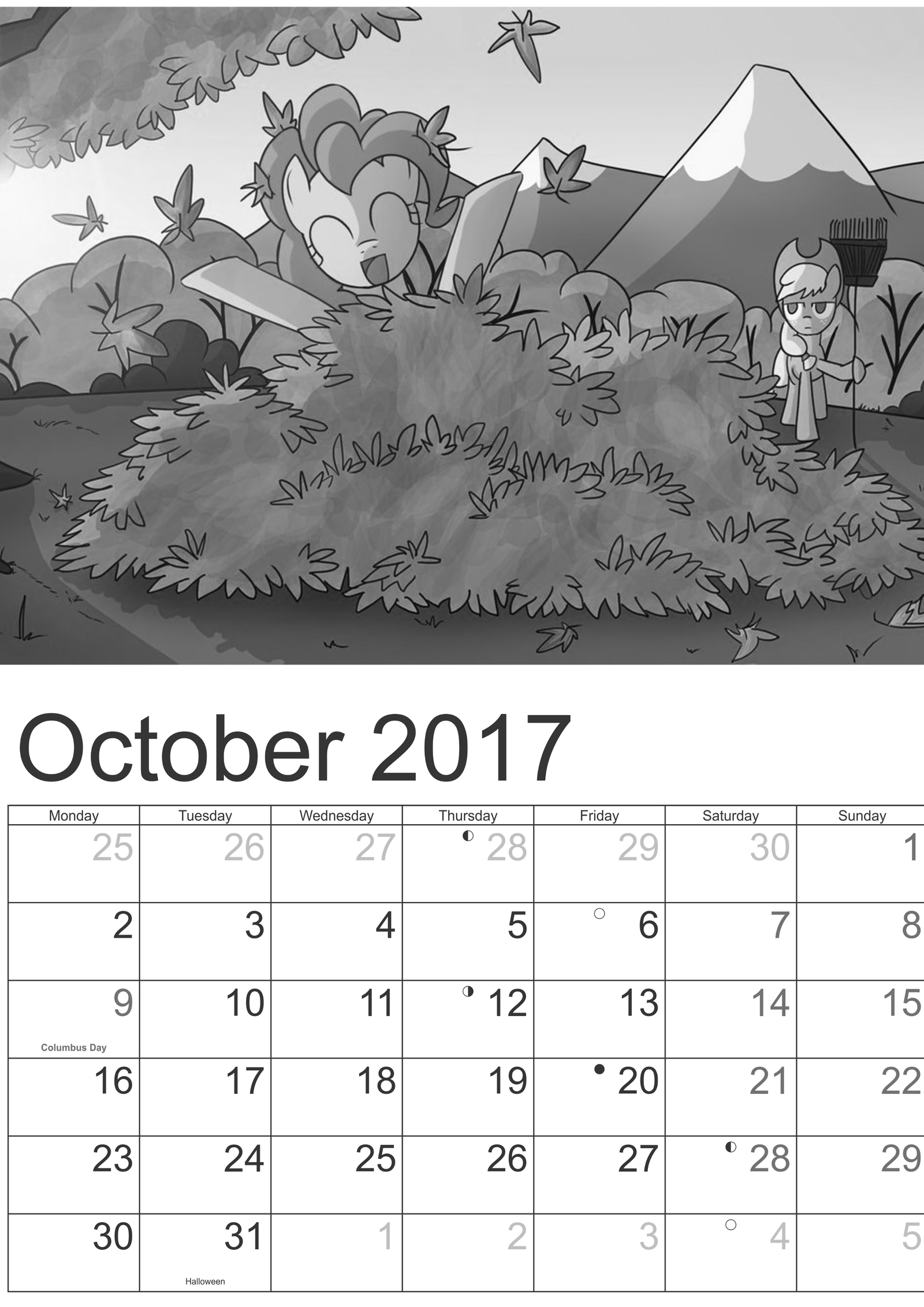 October 2017 - My, The calendar, , Autumn leaves, Fallen leaves, Applejack, Pinkie pie, Longpost, My little pony