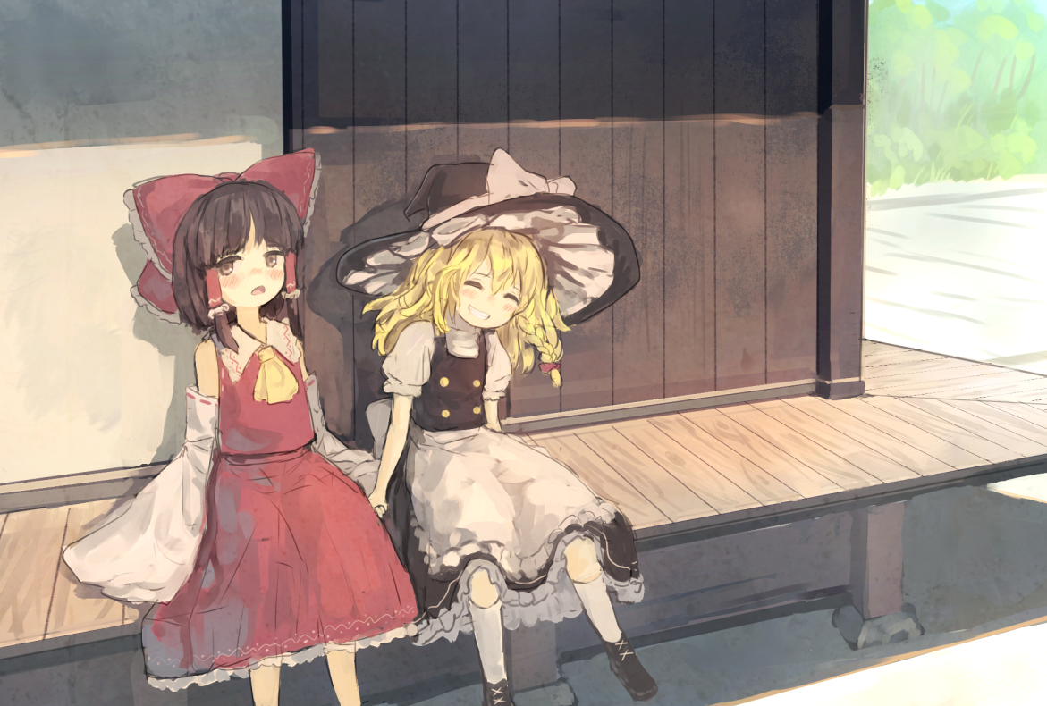 Touhou Loli Edition - Anime, Anime art, Touhou, Hakurei Reimu, Kirisame marisa, Kawashiro nitori, Bionekojita, Longpost