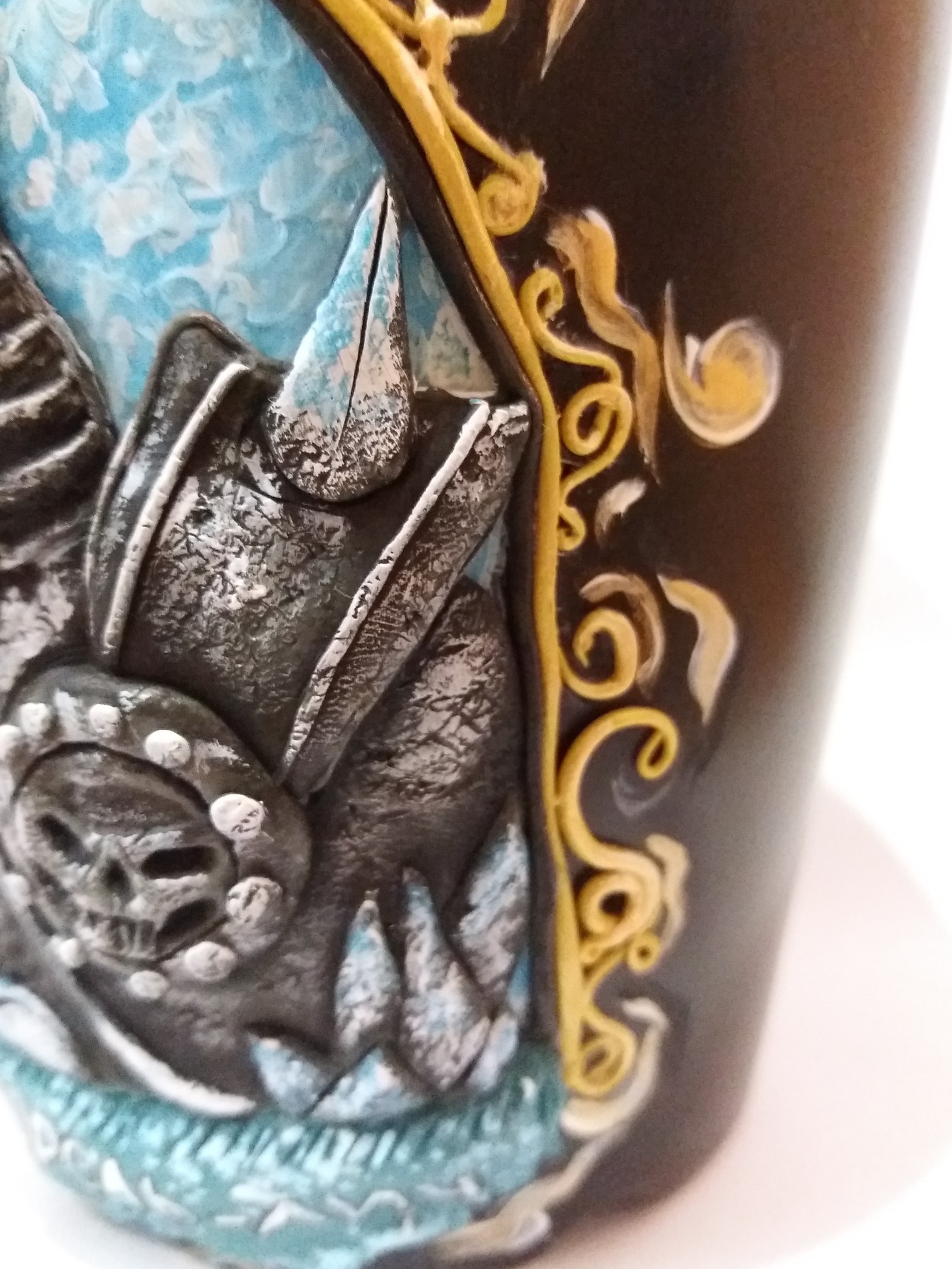 Mug with the Lich King made of polymer clay - My, Lich King, Warcraft, Polymer clay, Handmade, Fan art, Кружки, World of warcraft, Hearthstone, Longpost