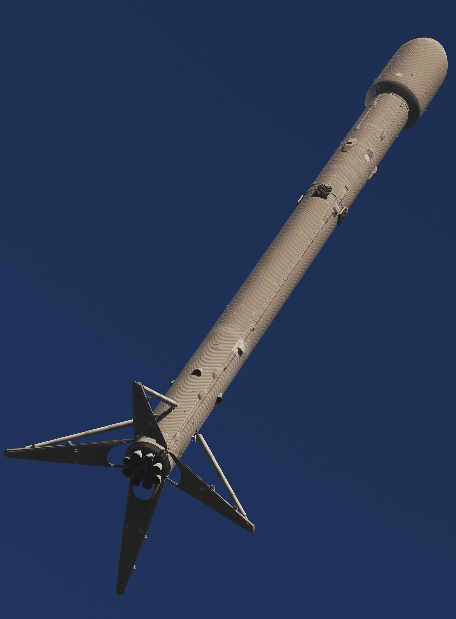 Detailed 3d model of the SpaceX Falcon 9 rocket - My, Spacex, Falcon 9, 3D graphics, 3D modeling, Models, Space, Longpost