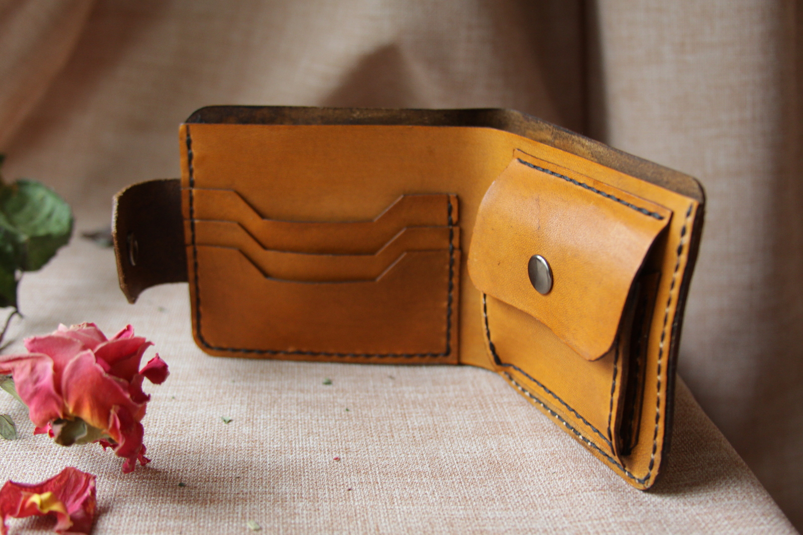 Leather wallets - My, Needlework without process, Needlework, Leather, Wallet, Purse, Embossing on leather, , Longpost