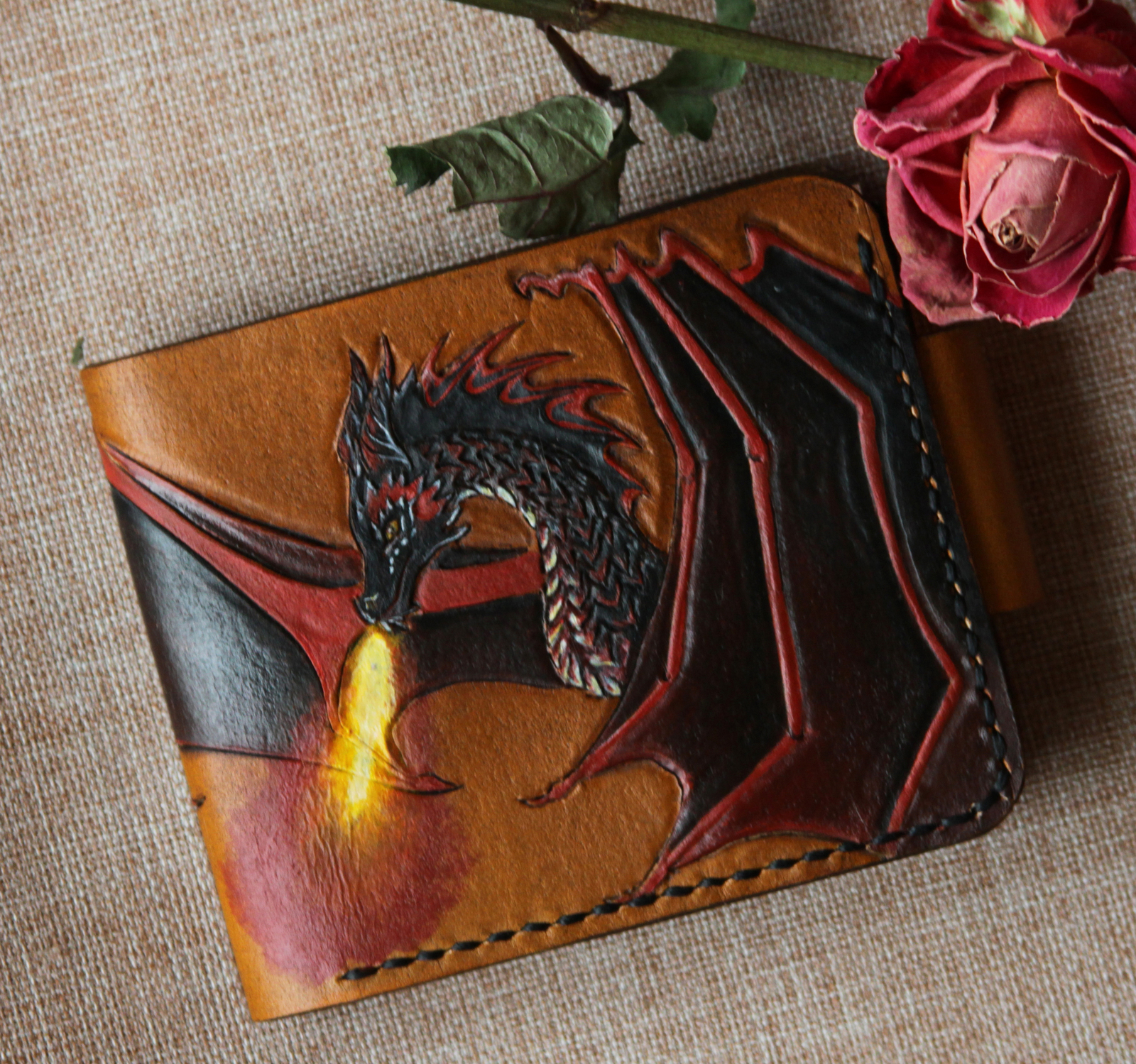 Leather wallets - My, Needlework without process, Needlework, Leather, Wallet, Purse, Embossing on leather, , Longpost