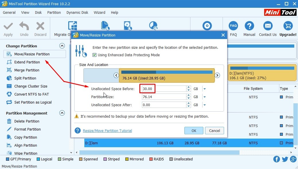 Shrink disk volume when out of space error occurs. It is not possible to shrink the volume beyond the location of files being moved. - My, , , , , Longpost