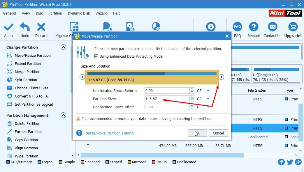 Shrink disk volume when out of space error occurs. It is not possible to shrink the volume beyond the location of files being moved. - My, , , , , Longpost