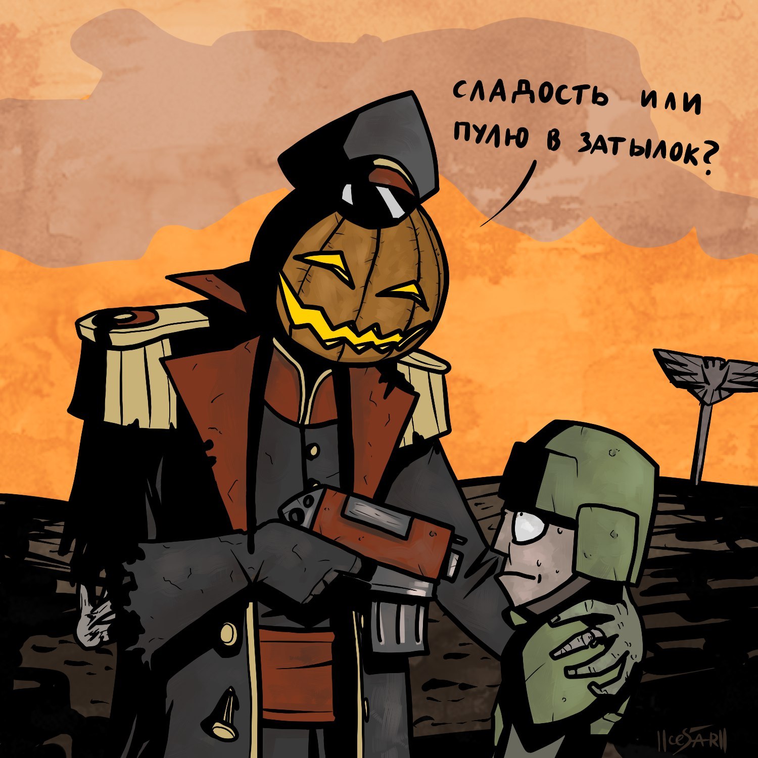 Commissioner Pumpkin - My, Cesar art, , Halloween, Warhammer, Warhammer 40k, Commisar, Wh Art