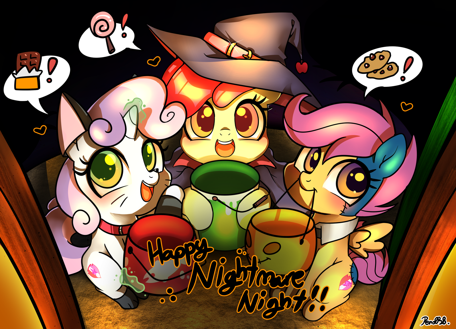 Nightmare night's fillies - My little pony, PonyArt, Sweetie belle, Scootaloo, Applebloom, Cutie mark crusaders, Renokim