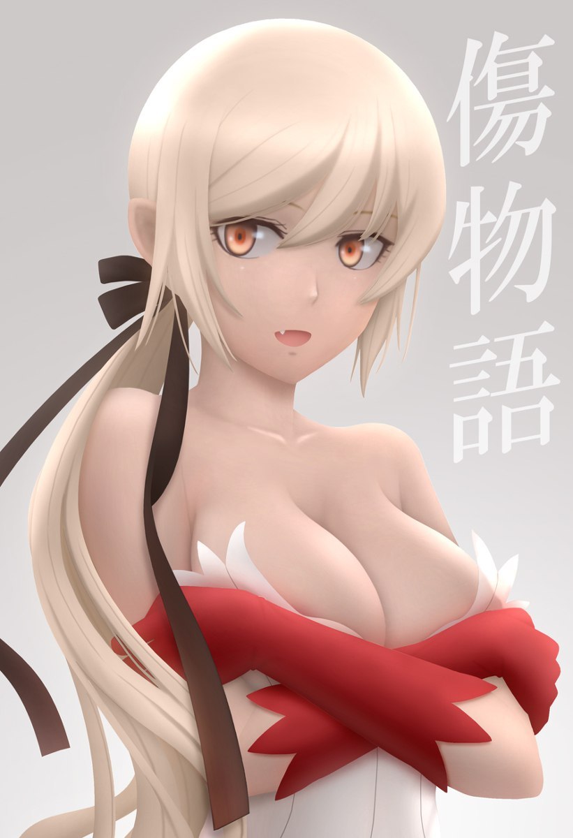 Where are you looking, you bastard? - Anime, Anime art, Monogatari series, Kiss-Shot Acerola-orion Heart-under-blade