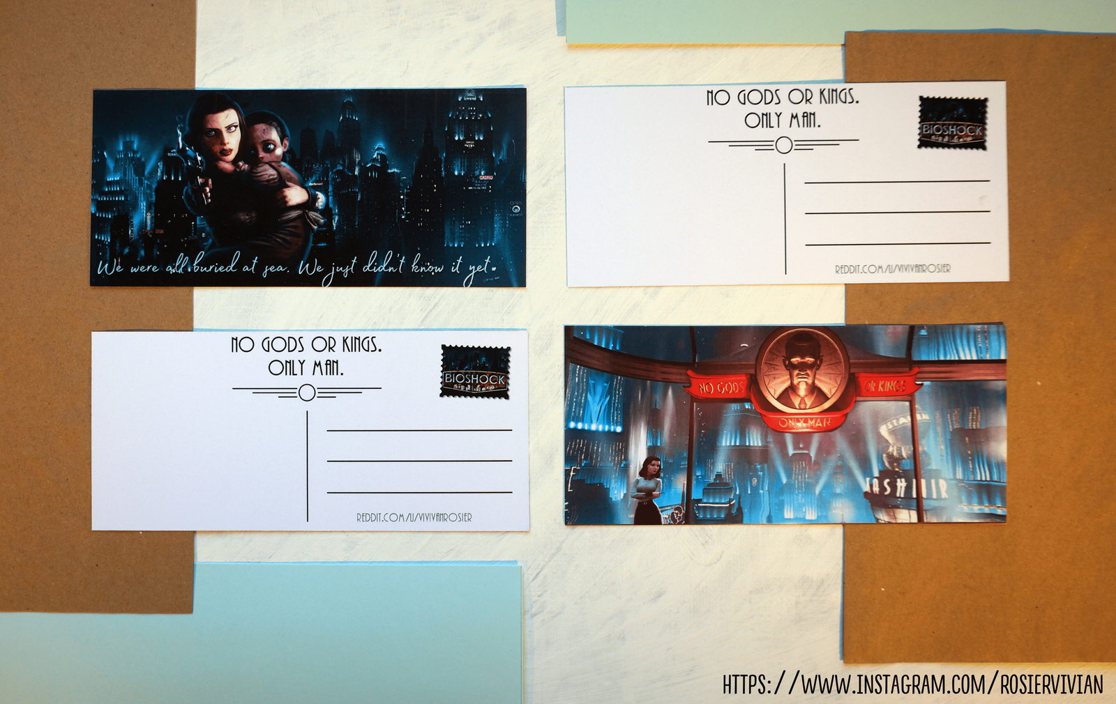 Postcards Bioshock - My, BioShock, Bioshock Infinite, Postcard, Game art, Longpost